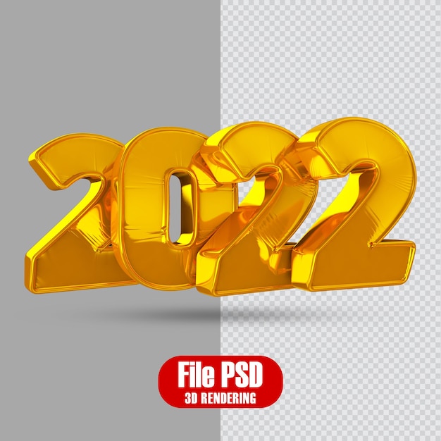 PSD renderização 3d text 2022 gold