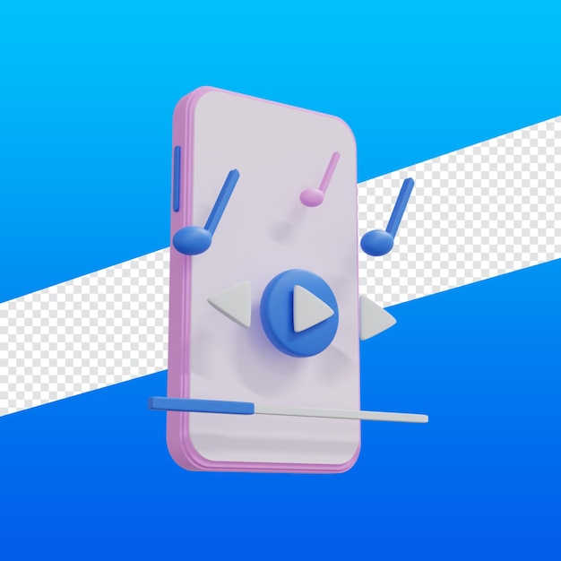 Renderização 3D tocando música com widget de música