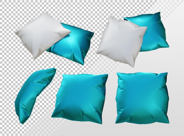 PSD renderização 3d vista em perspectiva de travesseiro quadrado simples