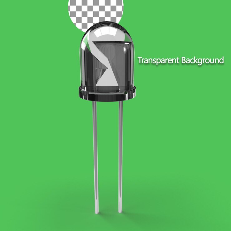 PSD renderização clara do diodo emissor de luz 3d no fundo branco diodo semicondutor componente elétrico