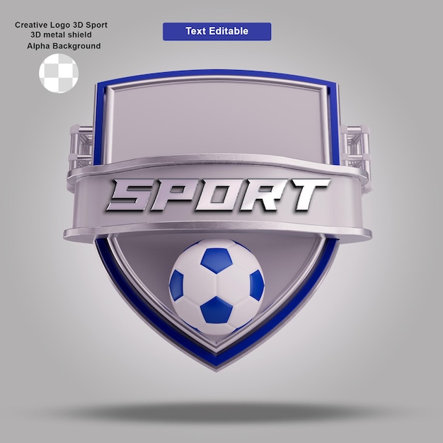 Renderização criativa do logotipo do escudo 3D Sport