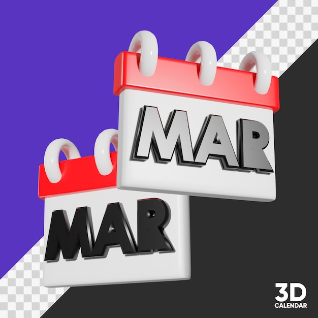 PSD renderização de calendário 3d