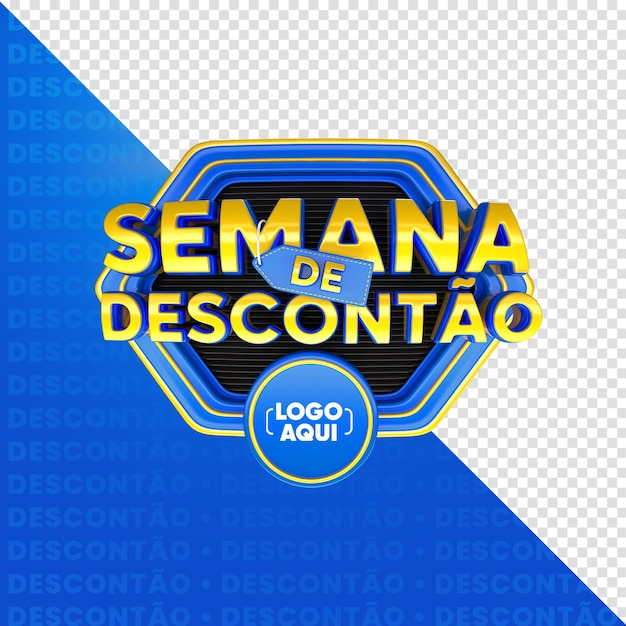 PSD renderização de carimbo de semana de desconto 3d para composição