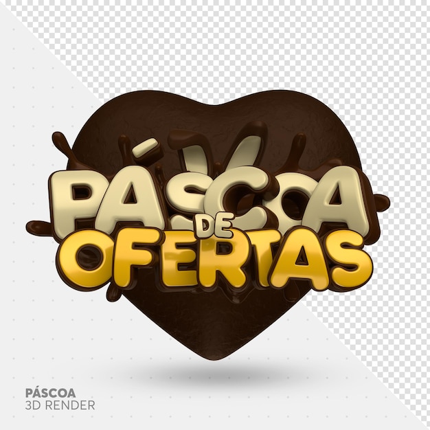 Renderização de chocolate 3d do rótulo de páscoa