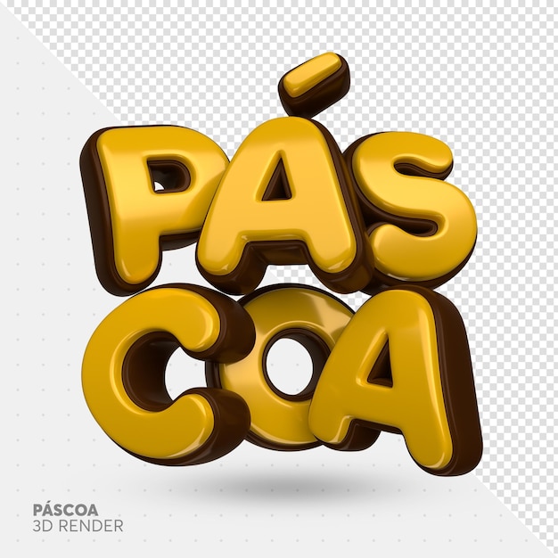 PSD renderização de chocolate 3d do rótulo de páscoa