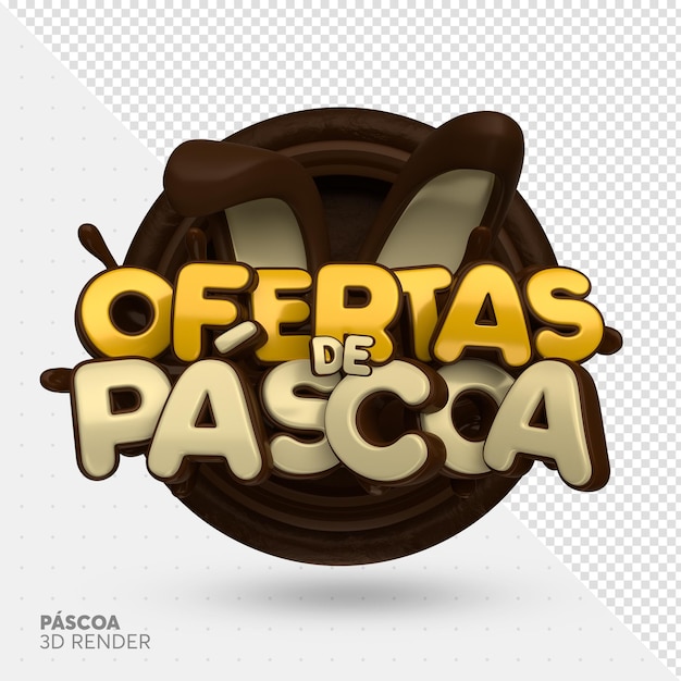 Renderização de chocolate 3D do rótulo de Páscoa