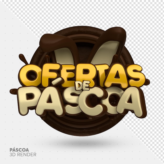 PSD renderização de chocolate 3d do rótulo de páscoa