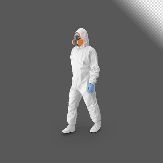 renderização de conceito 3D de trabalhador de materiais perigosos andando