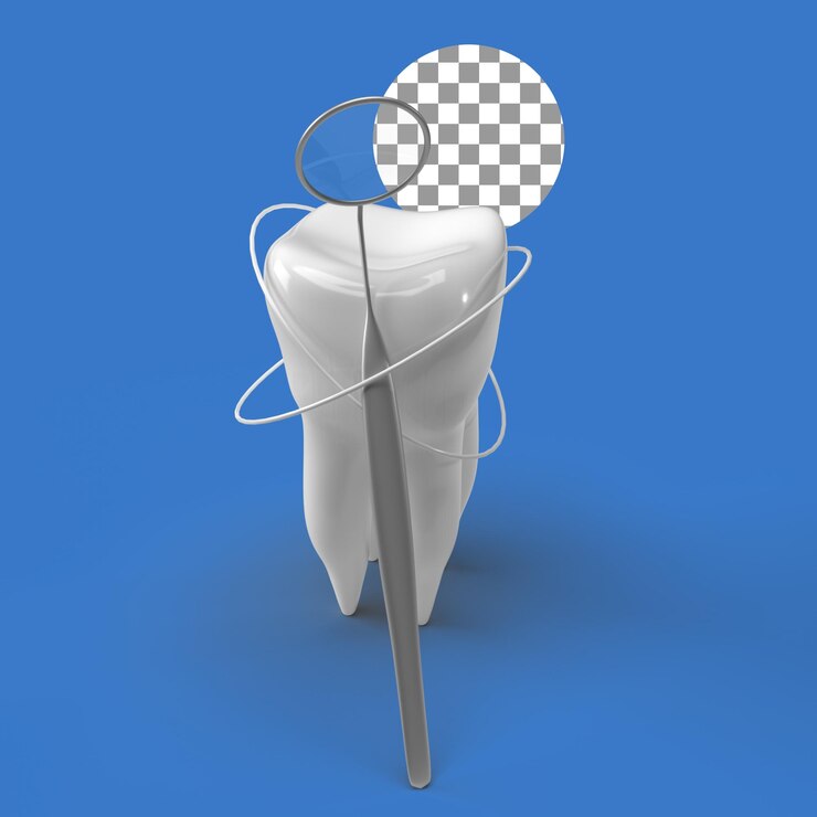 PSD renderização de dente dourado 3d realista elemento de conceito odontológico e de saúde modelo dentário de um dente