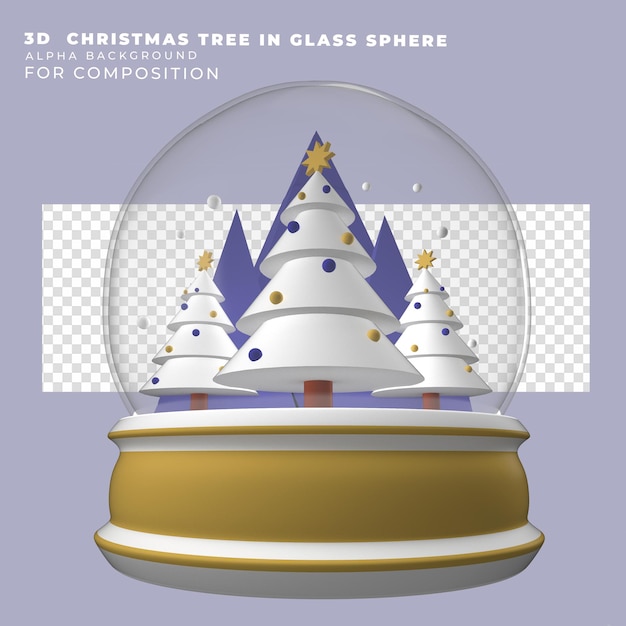 PSD renderização de esfera de natal 3d de vidro