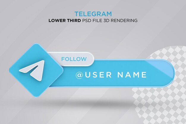 Renderização de estilo 3d do terceiro banner do telegrama PSD Premium