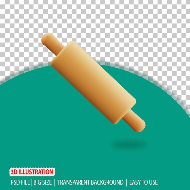 Renderização de ferramentas domésticas de ícone de rolo 3d com fundo transparente