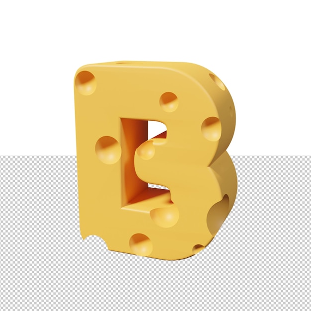 Renderização de fonte 3d cheese letters b