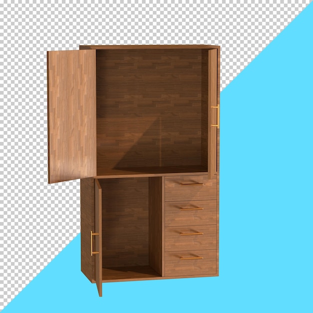 PSD renderização de guarda-roupa 3d, ilustração 3d de móveis realistas