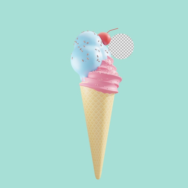 renderização de ícone 3d conceito de sorvete doce