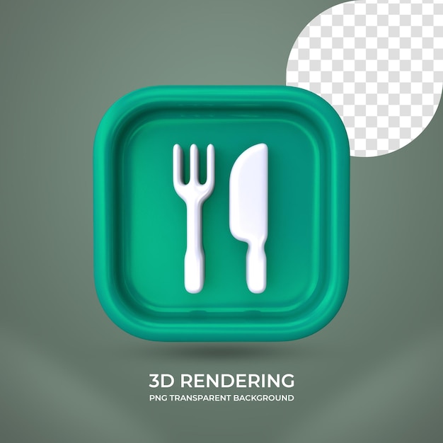 PSD renderização de ícone 3d de restaurante isolado fundo transparente