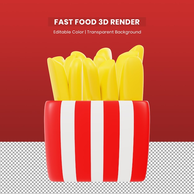 PSD renderização de ícone 3d para fast-food de batata frita