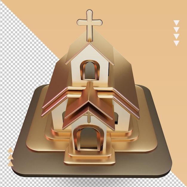 PSD renderização de ícone de páscoa da igreja 3d vista superior