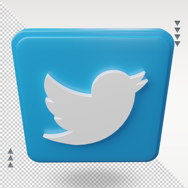 Renderização de ícone do twitter de mídia social 3d vista superior