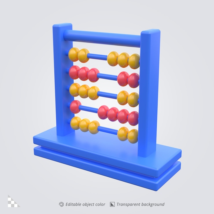 PSD renderização de ícones 3d de um ábaco matemático