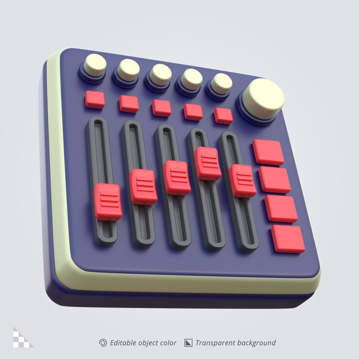 PSD renderização de ícones 3d de uma consola de mistura de som