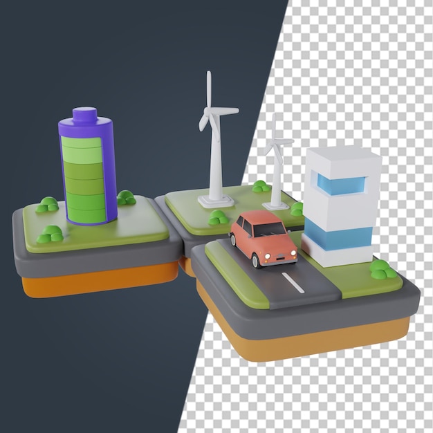 PSD renderização de ícones de energia ecológica de elementos 3d