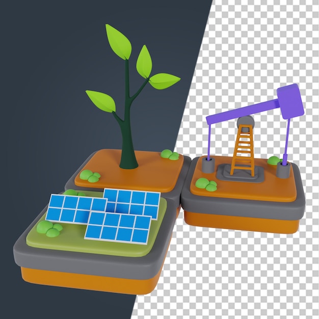 PSD renderização de ícones de energia ecológica de elementos 3d