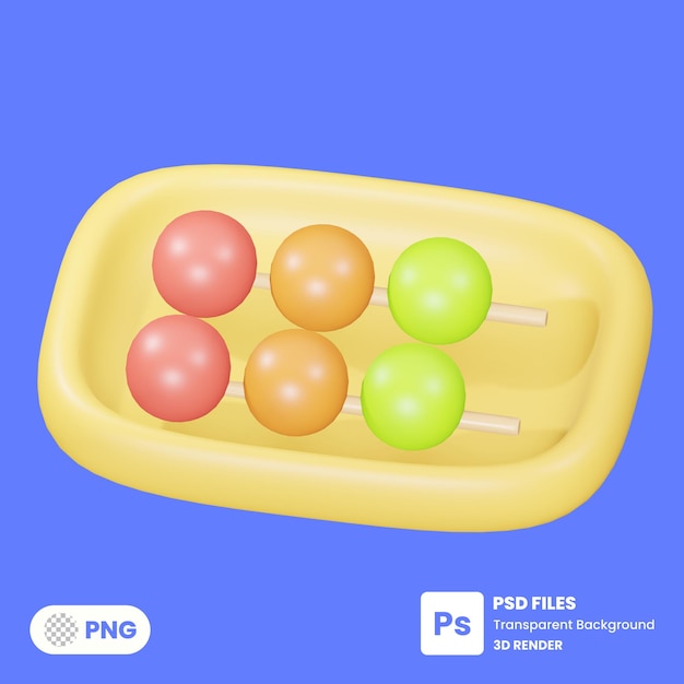 Renderização de ilustração 3d dango psd premium