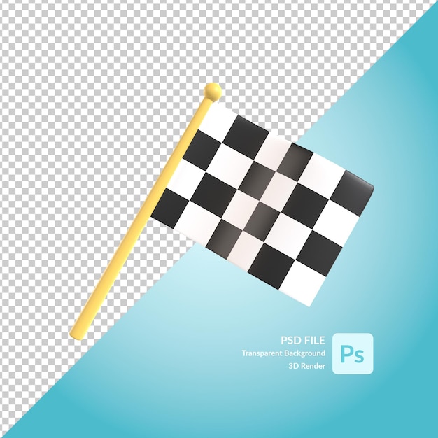 PSD renderização de ilustração 3d de bandeira quadriculada