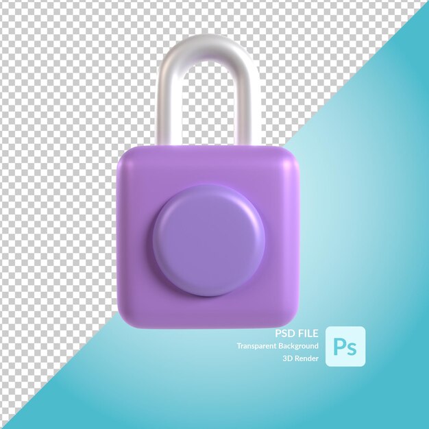 renderização de ilustração 3d de cadeado