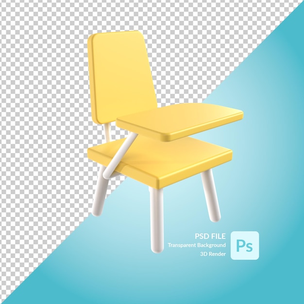 Renderização de ilustração 3d de cadeira escolar