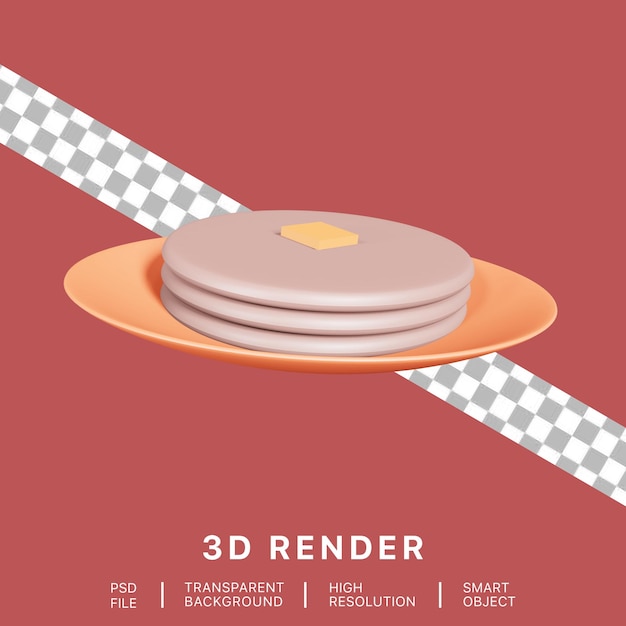 PSD renderização de ilustração 3d de ícone de panqueca psd premium