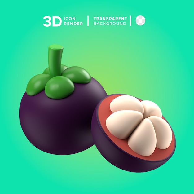 PSD renderização de ilustração 3d de mangostão