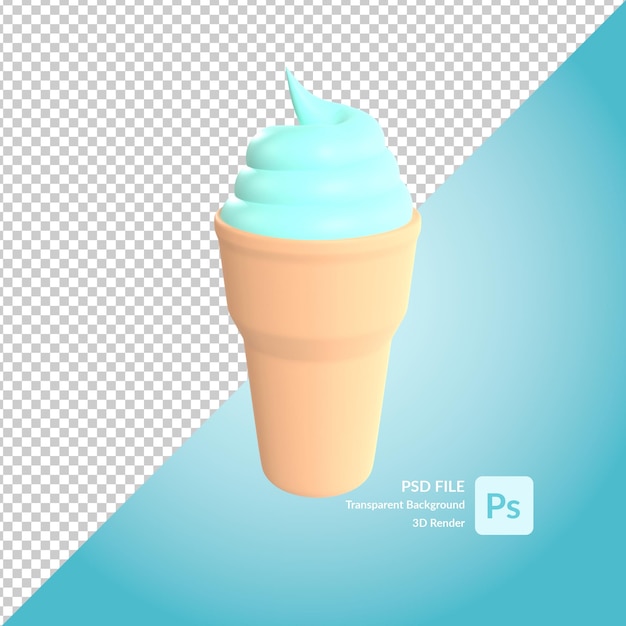 Renderização de ilustração 3d de sorvete