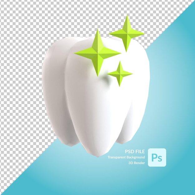 PSD renderização de ilustração 3d dente