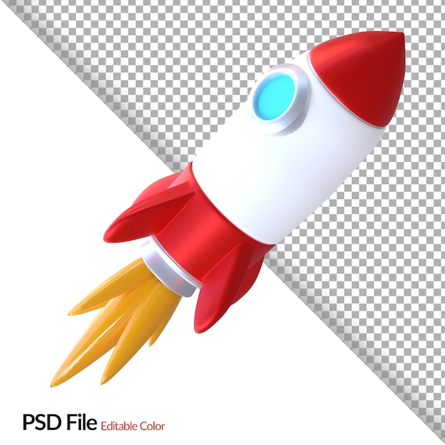 Renderização de ilustração de foguete 3d simples