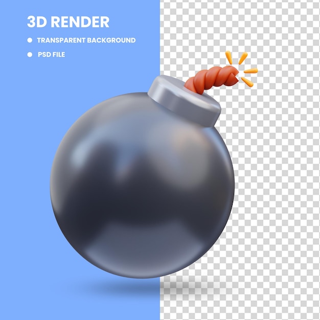 Renderização de ilustração de ícone de jogo de bomba redonda 3d