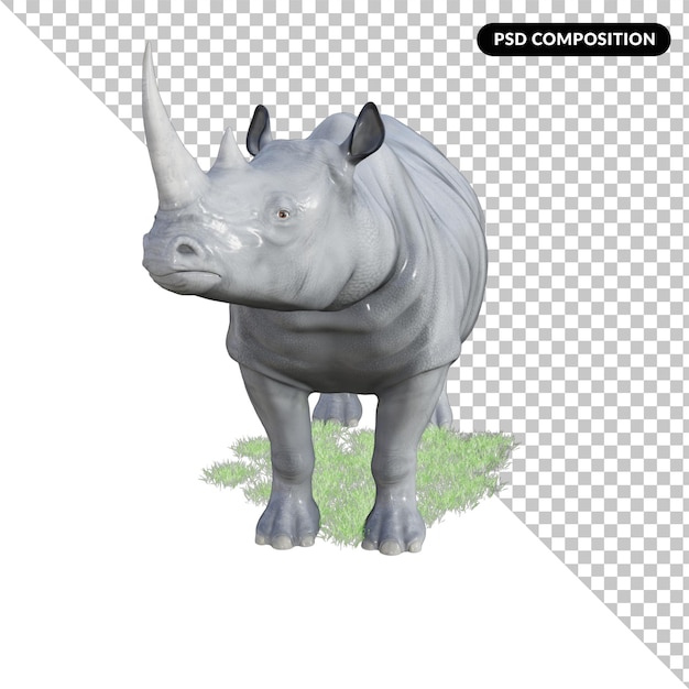 PSD renderização de ilustração de rinoceronte 3d