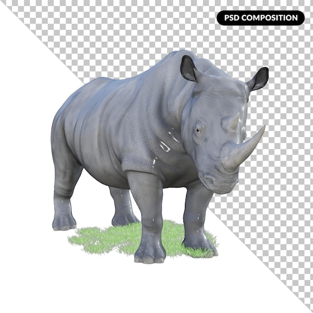 PSD renderização de ilustração de rinoceronte 3d