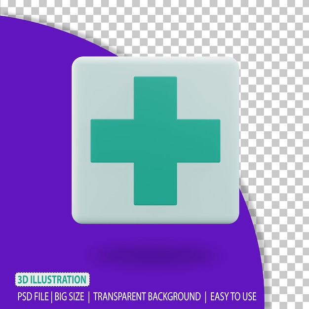 PSD renderização de ilustração médica de logotipo cruzado 3d com fundo transparente