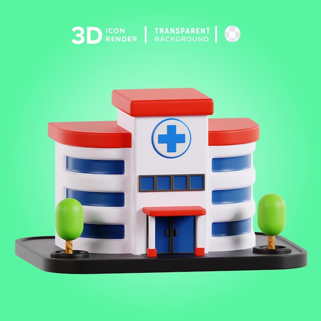 PSD renderização de ilustrações 3d de hospitais