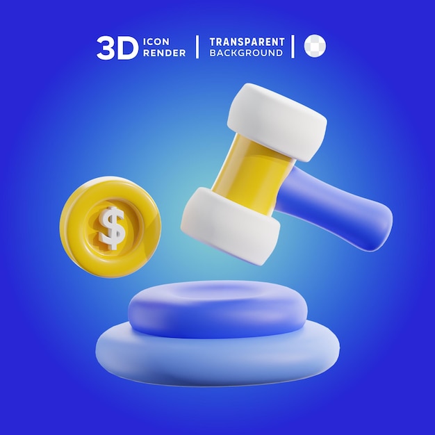 PSD renderização de ilustrações 3d de leilão