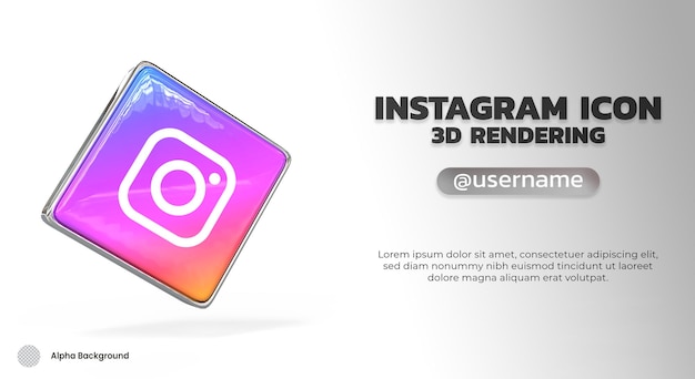 Renderização de logotipo do instagram 3d