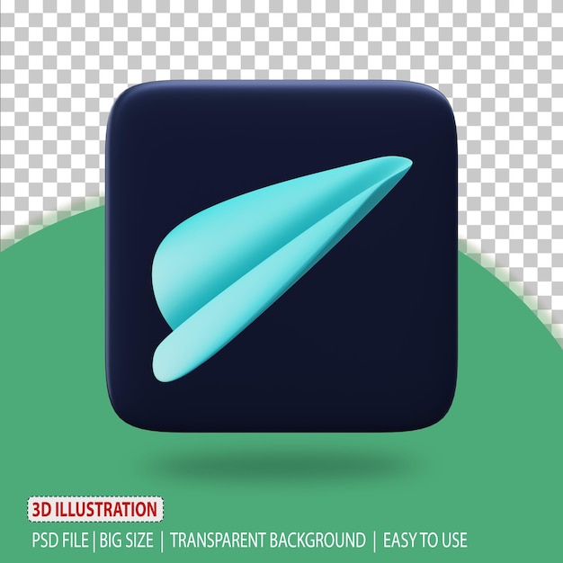 PSD renderização de loja online de ícone de avião de papel 3d com fundo transparente