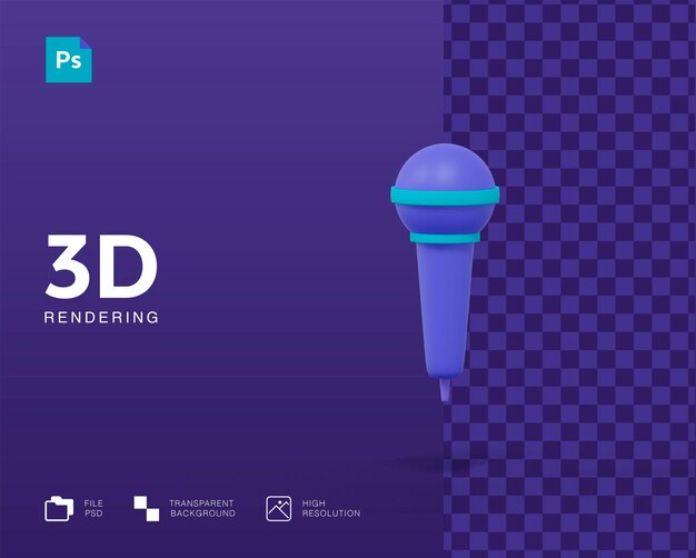 PSD renderização de microfone 3d isolada