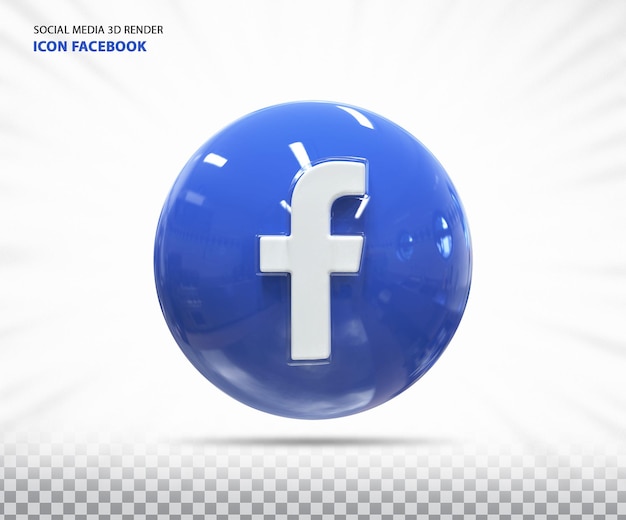 Renderização de mídia social 3D do ícone do Facebook