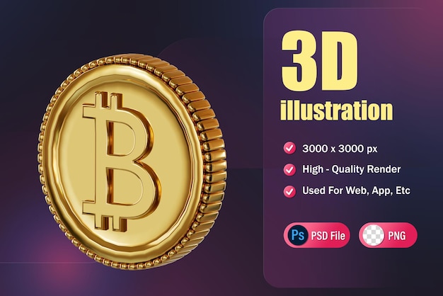 PSD renderização de moedas 3d crypto