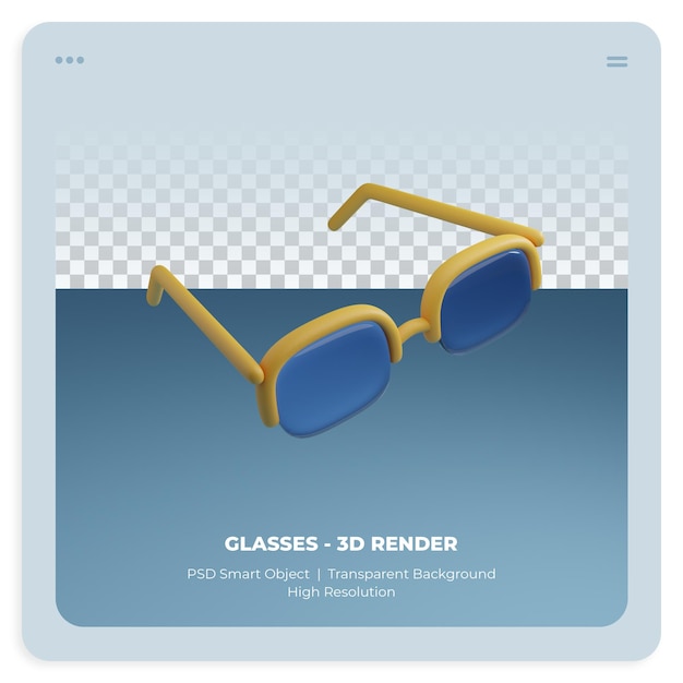 PSD renderização de óculos 3d