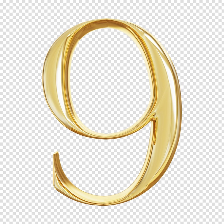 PSD renderização de ouro 3d número