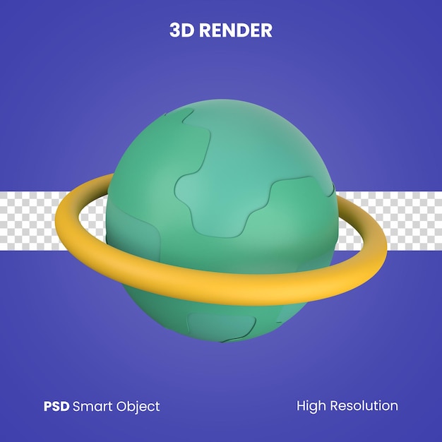 PSD renderização de planeta verde 3d isolado